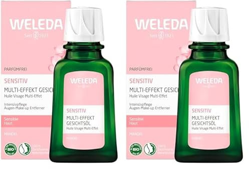 WELEDA Bio Mandel Sensitiv Gesichtsöl, intensives Naturkosmetik Bio Pflegeöl gegen unreine Haut, Hautirritationen und zur Make-up Entfernung, für Neurodermitiker geeignet (1 x 50 ml) (Packung mit 2)