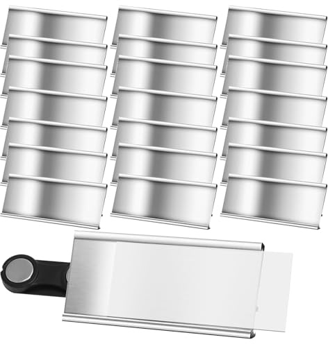 25 Stück Magnetische Namensschilder, Aluminium Namenschilder mit Starkem Doppelmagnet, Professionell Magnet Namensschild mit Papierschlitz Für Kleidung, Büro, Schule, Konferenzen- 72 x 32 mm, Silber