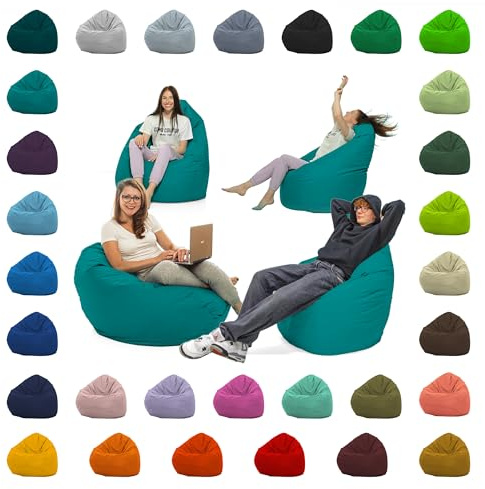 GlückBean Sitzsack XXL – Beanbag für Kinder & Erwachsene – In & Outdoor geeignet – Wasserabweisend & pflegeleicht – Gefüllt mit hochwertigen EPS-Perlen – Ideal zum Gaming & Entspannen (Türkis, XL)