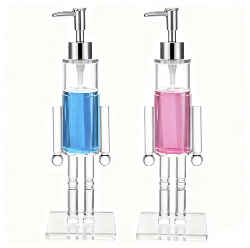Nussknacker Seifenspender, 2X Acryl Weihnachten Dekorative Handpumpe Nachfüllbare | Transparenter Weihnachts Lotion Behälter Für Küche Badezimmer Theken Dekoration 9,5x9,5x30cm