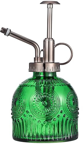 ibasenice Stilvoller Pflanzensprüher Kleine Glas Sprühflasche und Einhandbedienung mit Glattem Sprühmuster 400ml Grün für Zimmerpflanzen und Reinigung im Haushalt