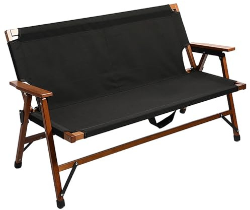 Tragbare faltbare Gartenbank mit Aufbewahrungsdesign, Oxford-Stoff, Outdoor-Sitz für Terrasse, Hof, Rasen und Innenhof, schwarze Gartenmöbel