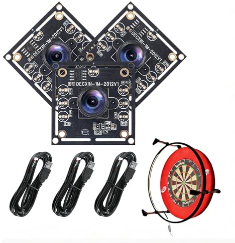 OV9732 Kameramodul 100° 3er-Set für Autodarts Dart Kamerasystem | 1280x720 HD, 30fps, USB 2.0, 3m Kabel, Hohe Bildklarheit & Weitwinkel für Autoscoring & Gesichtserkennung (3m)