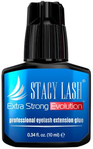 Extra Strong Evolution Eyelash Extension Glue Stacy Lash (0.34fl.oz/10ml) / 1-2 Sec Dry/Retention – 8 Weeks/Black Adhesive