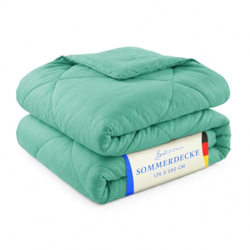 Bestlivings Sommerdecke 135x200cm Türkis – leicht, atmungsaktiv, Oeko-TEX | Leichte 700g Sommerbettdecke mit weicher Mikrofaser, ohne Bezug nutzbar, bis 60°C waschbar, auch praktisch für Gäste & Reisen