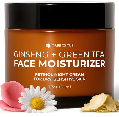Tree To Tub Ginseng Green Tea Retinol Night Cream for Fine Lines, 1.7 Oz | Moisturizing & Non-Greasy, Lightweight, Hyaluronic Acid & Vitamin E, Vegan & Cruelty-Free, For Women & Men