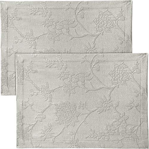 Erwin Müller Tischwäsche, Tischset 2er-Pack mit Jaquardmuster, Serie Arnsberg hellgrau Größe 35x50 cm - Robustes Gewebe ist bügelleicht und Lange haltbar, mit hochwertigem Kuvertsaum