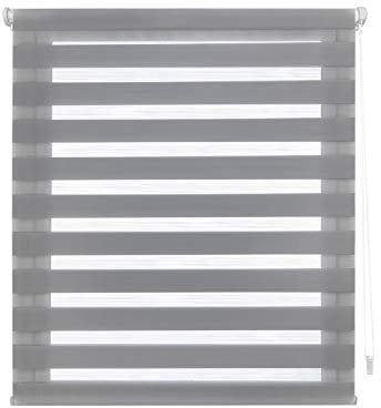 Blindecor Indus Sensa attrezzi | Tenda a rullo a doppio strato senza perforazione | Colore Argento grigio 37 x 180 cm (Larghezza x Altezza) | Dimensioni del tessuto 34 x 175 cm