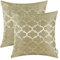 CaliTime Kissenbezüge Kissenhülle 2er-Pack Wurfkissenbezüge Schalen für Heim-Sofa-Couch Modern Glänzend & Matt Kontrast Quatrefoil Akzent Geometrisch 40cm x 40cm Gold
