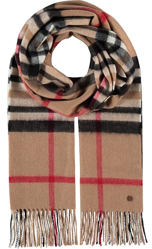 FRAAS Kaschmir Schal 42 x 190 cm - karierte Stola aus 100% reinem Kaschmir für Damen - The Plaid - Wärmend und Hautfreundlich Camel