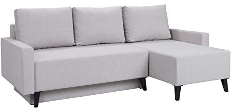 Ecksofa Oviedo Gloss, Polsterecke, Eckcouch mit Bettkasten und Schlaffunktion, Seite Universal, Elegante L-Form Sofa, Couchgarnitur (Aura 23)
