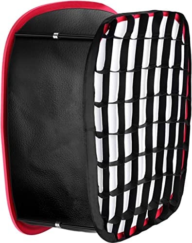 Neewer Scatola leggera Softbox pieghevole con chiusura a cinghia, griglia e borsa per il trasporto, compatibile con Neewer 480/660/530 LED pannelli di illuminazione, apertura 9,8 x 8,7 cm (nero +