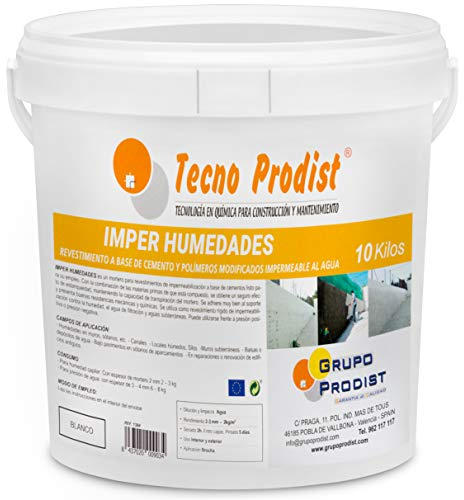 IMPER HUMEDADES de Tecno Prodist (10 Kg) Mortero para revestimiento de Paredes. Impermeabilización. Tratamiento humedades muros, sótanos, etc. Impermeable al agua, fácil de usar
