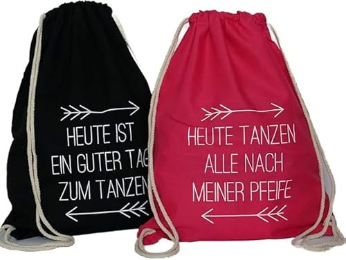 ElliGa B-Ware! Turnbeutel JGA Rucksack für Junggesellinnenabschied tanzen Bridal Party Bachelorette (20er Set (19x Mädels +1 Braut pink)