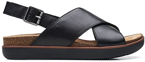 Clarks Elayne Cross, Sandali, Donna, Nero (Black Leather), 37 EU