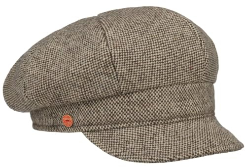Mayser Coco Tweed Ballonmütze Schirmmütze Baker-Boy-Mütze Newsboy-Mütze Damencap Damen - Made in The EU mit Schirm, Futter, Futter Winter Herbst-Winter - L (59-60 cm) beige