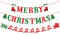 Frohe Weihnachten Glitzer Banner Rentier Weihnachtsmann Schlitten Wimpelkette Girlande zum Aufhängen für Weihnachten Party Dekorationen Supplies Rot & Grün
