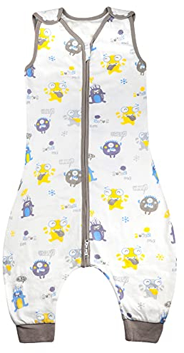 MOEMOE BABY Gigoteuse Été,Gigoteuse a Pied Tog 0,5 Gigoteuse avec Jambes,Sac de Couchage pour Enfant,Turbulette Ete 100% Coton Fille Garçons,Longueur 93cm,3-5 Ans,Monstres,L