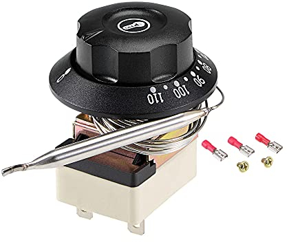 sourcing map 1NO 1NC 250V 16A 30-110C Temperature Control Switch Capillary Thermostat for Oven Refrigerator Heater, 2m, with 2 Screws&3 Crimp Terminals