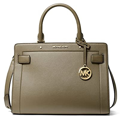 Michael Kors Damen Rayne Leather Medium East West Satchel Crossbody Bag Geldbörse Handtasche (Armeegrün), Grün, Medium