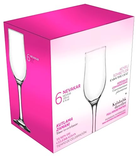 Tradineur - Pack de 6 Copas - Modelo Nevakar - Capacidad: 195 ml - Ideal para Vino - Aptas para lavavajillas - Tamaño Aprox: Ø 5,5 x 20,5 cm