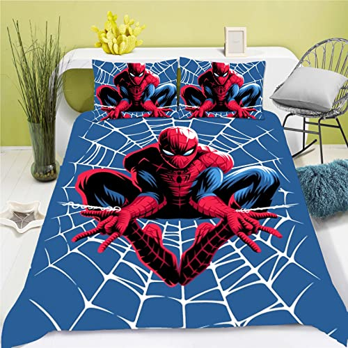 SMNVCKJ Spidermen Bettwäsche 135x200 50x75 cm Kissenbezug Kinderbettwäsche Jungen Mikrofaser Bettwäsche (9,135 * 200)