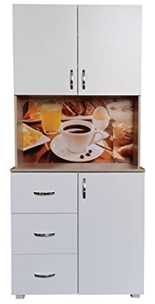 HTI living Küchenbuffet 3 Schubladen Blanca Bistro Küchenschrank Hochschrank Sonoma Weiß