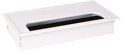 KOTARBAU® Pasacables de aluminio 160 x80 mm, Pasacables para muebles, Blanco, Pasacables rectangular de aluminio, Pasacables para mesa, escritorio, Organizador de cables, Boquilla para cables con tapa