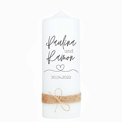 Hochzeitskerze | Monochrom | 15-30 cm Höhe | Trauung | Personalisierte Kerze | Hochzeitsgeschenk personalisiert | Traukerze (25 cm, Ohne Verzierung)