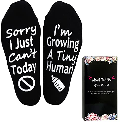 Cadeau de grossesse pour nouvelle maman - Chaussettes pour maman enceinte - Cadeau pour la fête des mères, Noir , taille unique