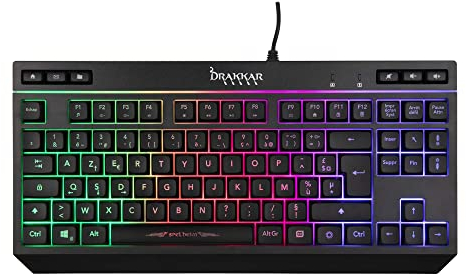 Konix Drakkar Kabelgebundene Gaming-Tastatur mit Spelheim TKL-Membran AZERTY - TKL-Format ohne Nummernblock - Hintergrundbeleuchtung