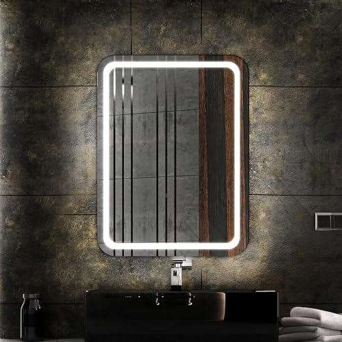 LEDTWIX - Badspiegel mit Beleuchtung 70x90 cm I Badezimmerspiegel mit Beleuchtung I Spiegel Bad I Bad Spiegel mit Licht - Lampe zirka 4000K