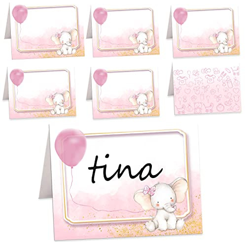50pcs Segnaposto Battesimo Bimba Bimbo,Segnaposto Allestimento Festa Tema Elefante,Segna Posto Decorazioni Tavola Battesimo Cerimonia Comunione cresima