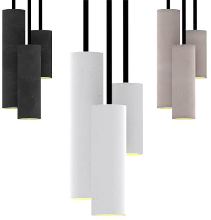 Tivendis Betoniq 3-fach Pendelleuchte Nara13/20/27 weiß innen silber - Industrial Design Betonlampe Hängelampe mit LED Glühbirne und Fassung GU10 - Hängeleuchten & Pendelleuchten