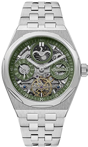 Ingersoll Herren Analog Automatik Uhr mit Silber Armband I12905