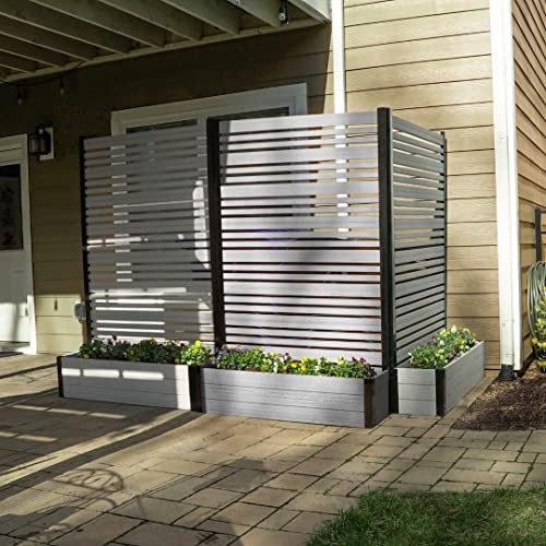 6ft H x 3.8ft W x 1ft L (1 Screen w/Planter) Freestanding Enclo Florence Ash Color Patio Privacy Screen with Planter Box, Privacy Planters for Patio, Privacy Wall Outdoor Privacy Screen, EC18025