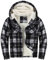 zitysport Hemdjacke Herren Hemd Sherpa Fleece Kariert Gefüttert Kapuzenpullover Fleecefutter Mantel Winter Jacke mit Taschen Flanellhemd Kariertes Männer Sweatjacke mit Kapuze(schwarz und weiß,L)