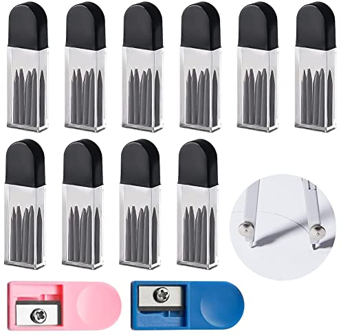 100 Stück Professionelle Zirkel, Nachfüllminen für Zirkel, Minen Nachfüllminen für Kompass, 2 mm Nachfüllpackung, Ersatzminen für Zirkel 2B + Größe – Bleistift