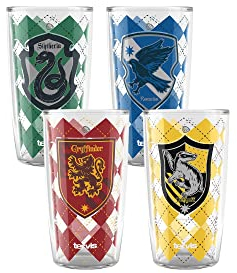 Tervis Harry Potter House Rules Lot de 4 gobelets isothermes à double paroi pour garder les boissons froides et chaudes, 473,6 g – Assortiment de 4
