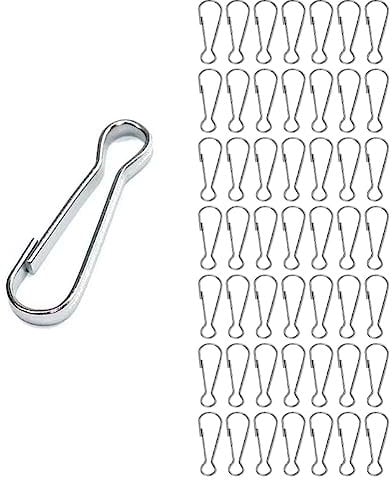 Lokatall 50 Pcs Flag Pole Clip Hooks Stainless Steel Flagpole Accessories 40mm Snap Clips Hooks Spring Flagpole Clip for Grommeted Flag, Flag Pole Snaps Hook, Fixing Flags Keychains Lanyards Banners