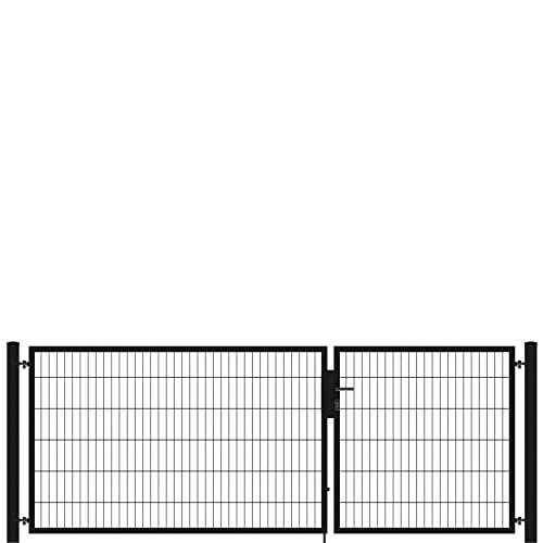 auf-mass24 Doppeltor 3,25m breit Profi Toranlage Doppelstabmattenzaun Zauntor RAL7016 anthrazit Zaun Tor Gartentor (RAL7016 Anthrazit, 1.43)