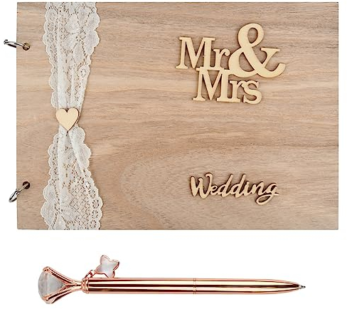 Abnehmbar Gästebücher für Hochzeit 20 Seiten mit Gratis Stift Mr&Mrs Stabile Innenseiten und Fadenbindung hochzeitsbuch hochzeitsgästebuch hochzeitsalbum gästebucher für Gästebuch zur Hochzeit & Feier