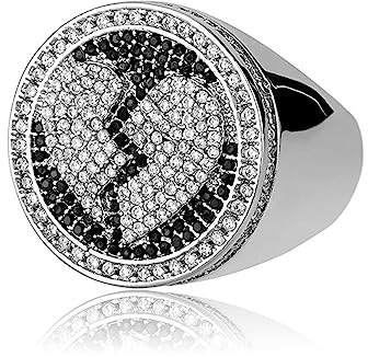 Zwei-Ton Schwarz Silber Ring 18K Gold Plated Hip Hop Iced Out Ring Zirkonia Statement Hochzeit Band Ring für Frauen Männer,Silber,11