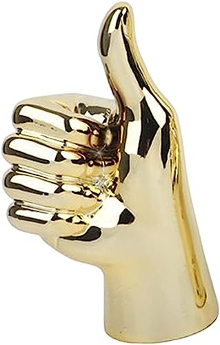 Handgeste Statue, moderne Kunst, Geste, Skulptur, Tischstatue, Ornament für Zuhause, Büro, Wohnzimmer, Tischdekoration – Golden, Daumen hoch