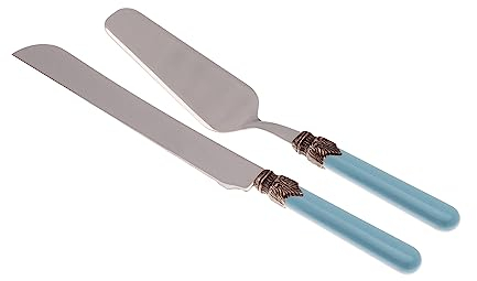 Rivadossi Sandro 1602D04 Set di Pala e Coltello per Torta, 2 Pezzi - Classic - 100% Made in Italy, Artigianalità e Design, Acciaio Inox 18/10,Azzurro