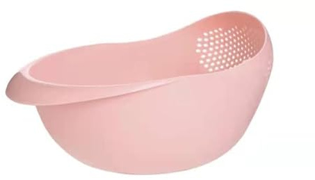 Rice Sieve Plastic Colander Kitchen Drain Basket with Handles Rice Bowl Strainer Strainer Basket Sink Drain Kitchen Tools (pink)
