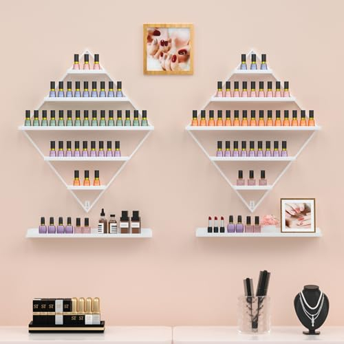 LEUTED 2 Sets Nagellack Aufbewahrung, Nagellack Organizer, Nagellack Regal Metall, 5 Schichten Diamant und 1 Schicht rechteckiger Nagellackstände für Lippenstift Spielzeug