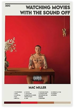 Mac Miller Watching Movies with The Sound Off – Retro-Musikalbum, Poster, Leinwand, Poster, Schlafzimmer, Dekoration, Sport, Landschaft, Büro, Raumdekoration, Geschenk, ungerahmt, 30 x 45 cm