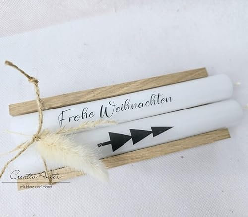 Weihnachtsgeschenk Kerzen - Stabkerzen mit Spruch - Dekoriert in Holzbox