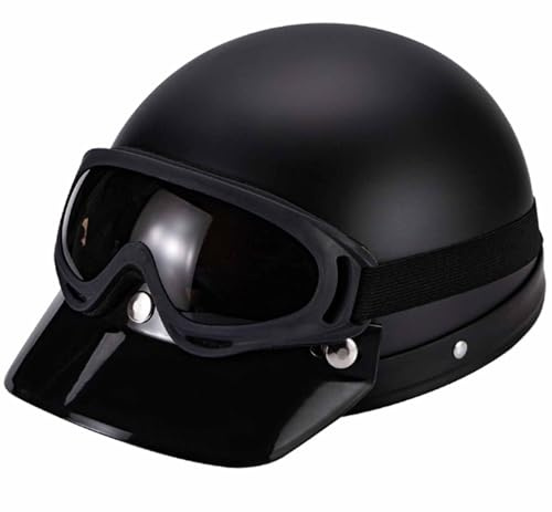 Motorrad Schutzhelm Retro Halbhelme ​Jethelm ECE Zulassung Halbschalenhelm Scooter-Helm Mit Schutzbrille Roller-Helm Offener Cruiser Moped Helm für Männer und Frauen 6,54-62cm
